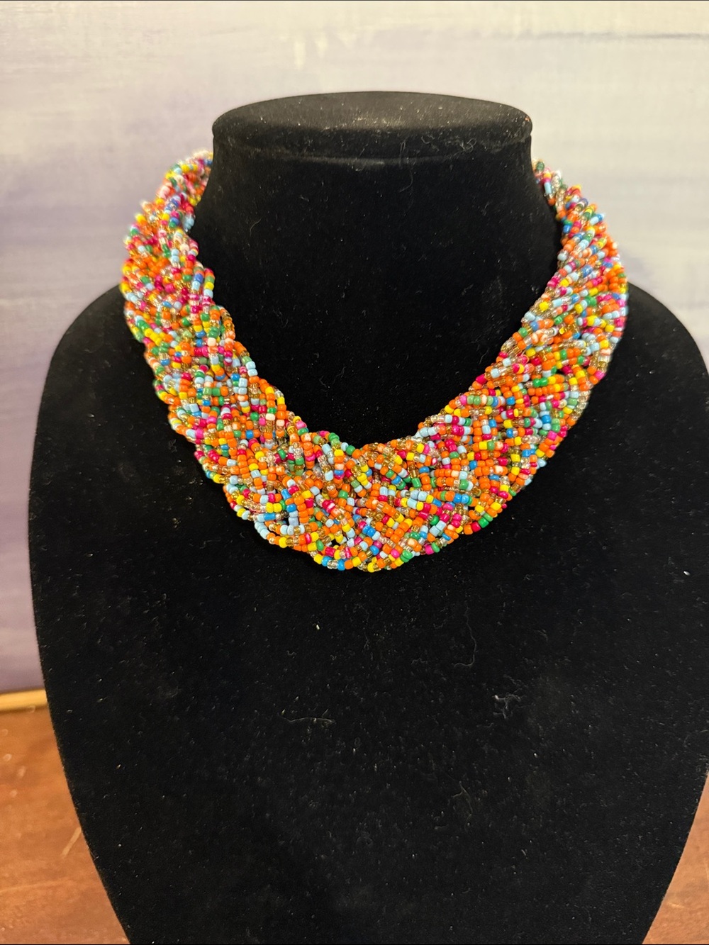 Multicolor Seed Bead Braided Collar Necklace - Women Jewelry